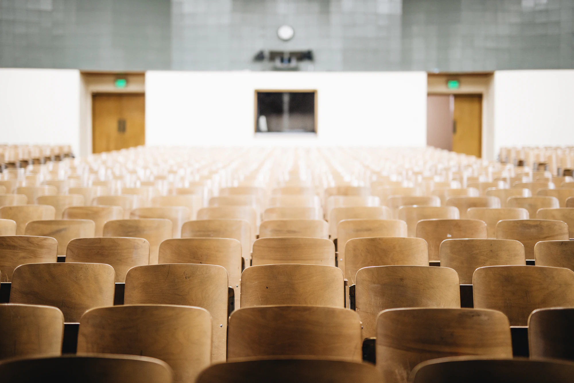 Rows of empty seats in a seminar hall
